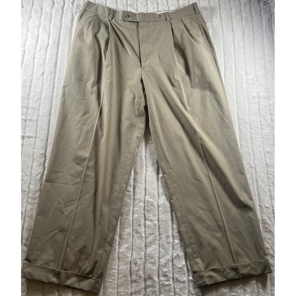 Brooks Brothers 39x29 Beige Brookscool poplin Coolmax Trousers Mens Dress Pants